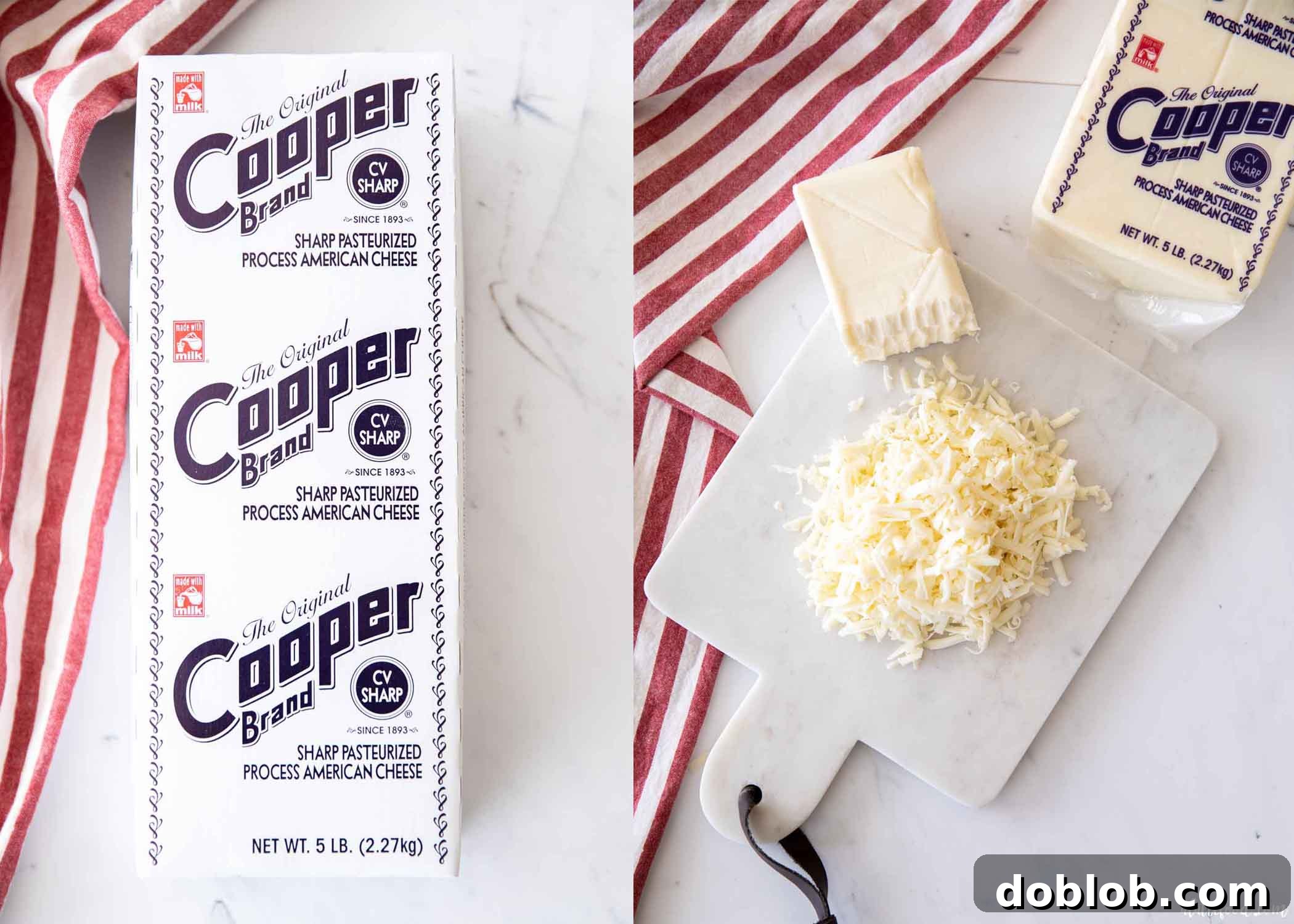 shredded white sharp cheese on marble board