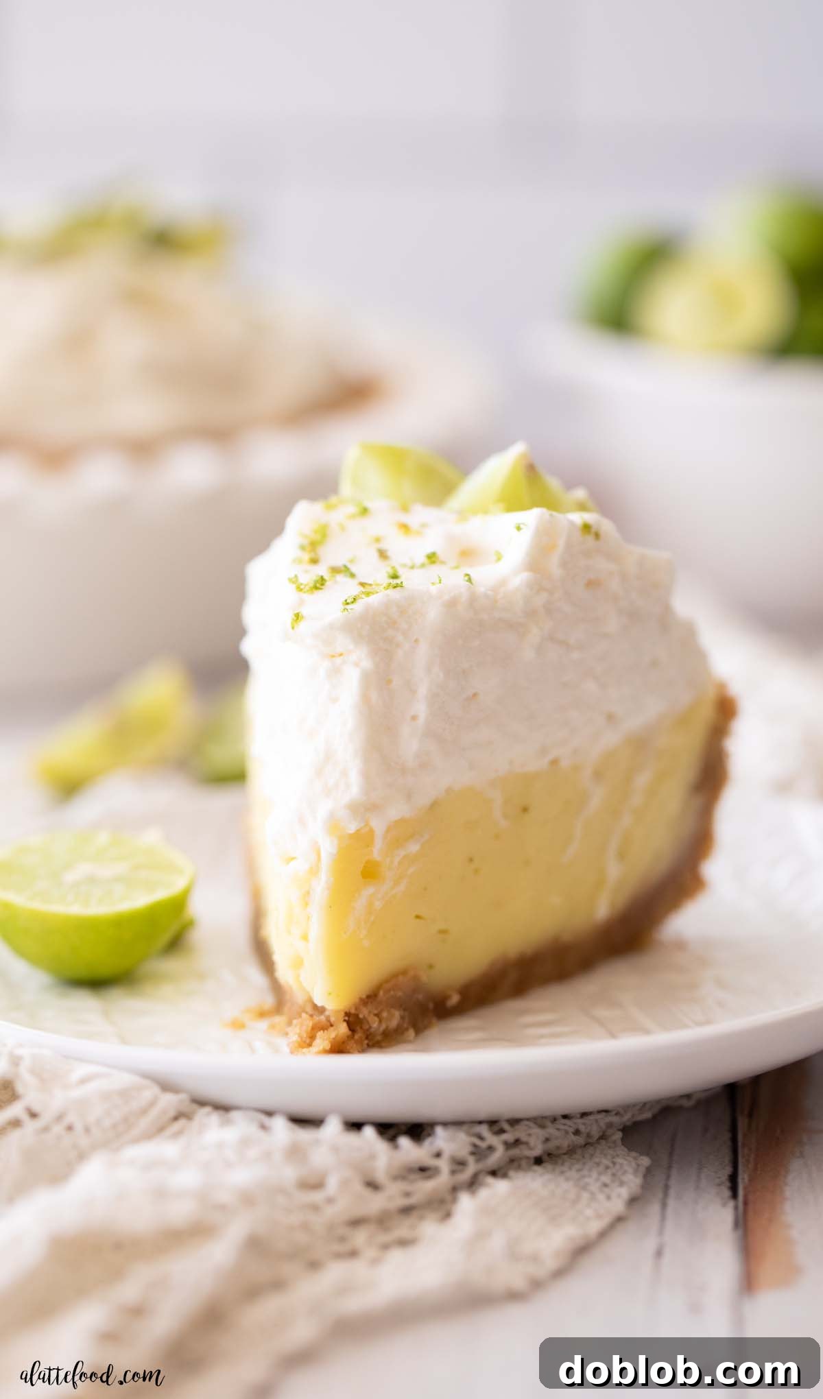 favorite custard key lime pie with graham cracker crust and whipped cream