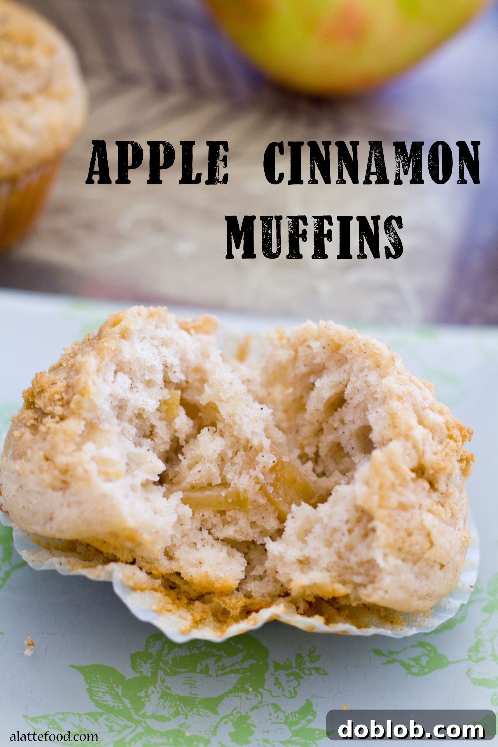 A plate of warm Apple Cinnamon Muffins, a perfect fall breakfast.