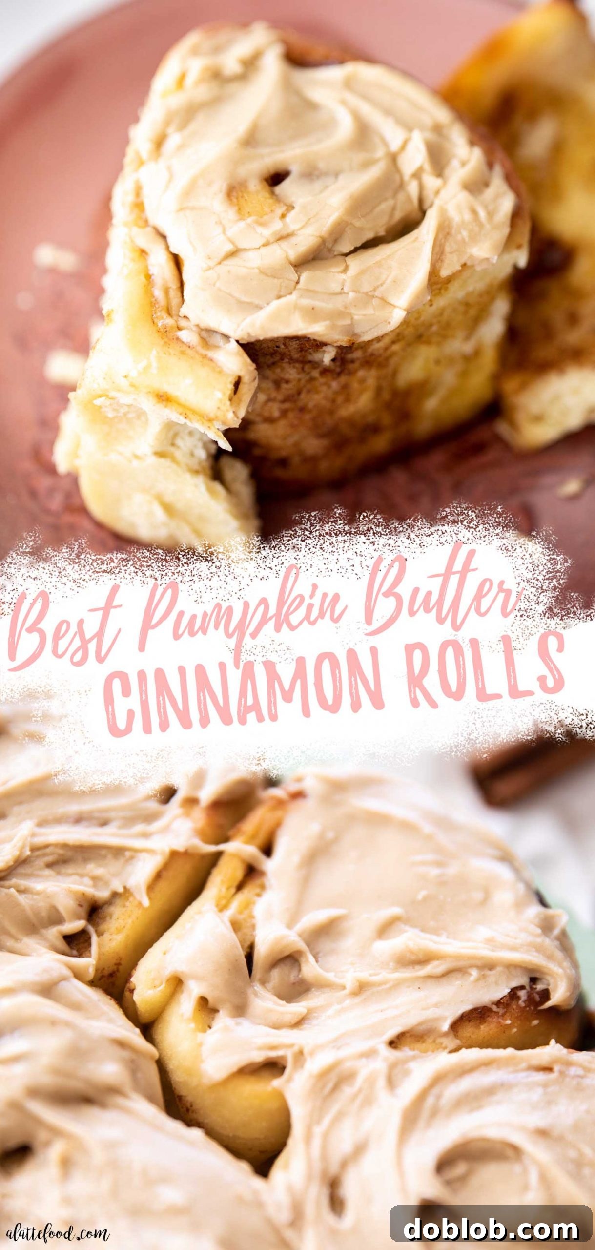 pumpkin butter cinnamon rolls with brown sugar collage