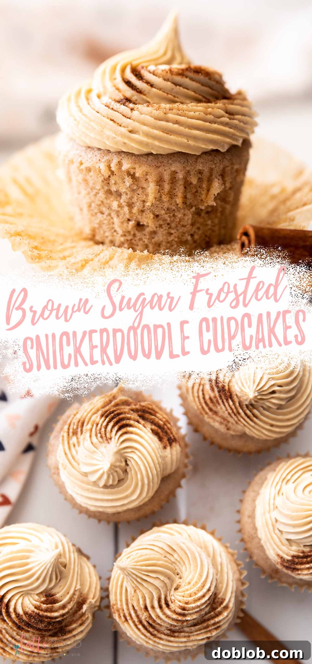 fluffy cinnamon cupcakes with brown sugar frosting collage