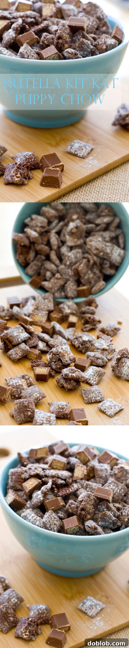 A large batch of Kit Kat Puppy Chow spread out on a tray