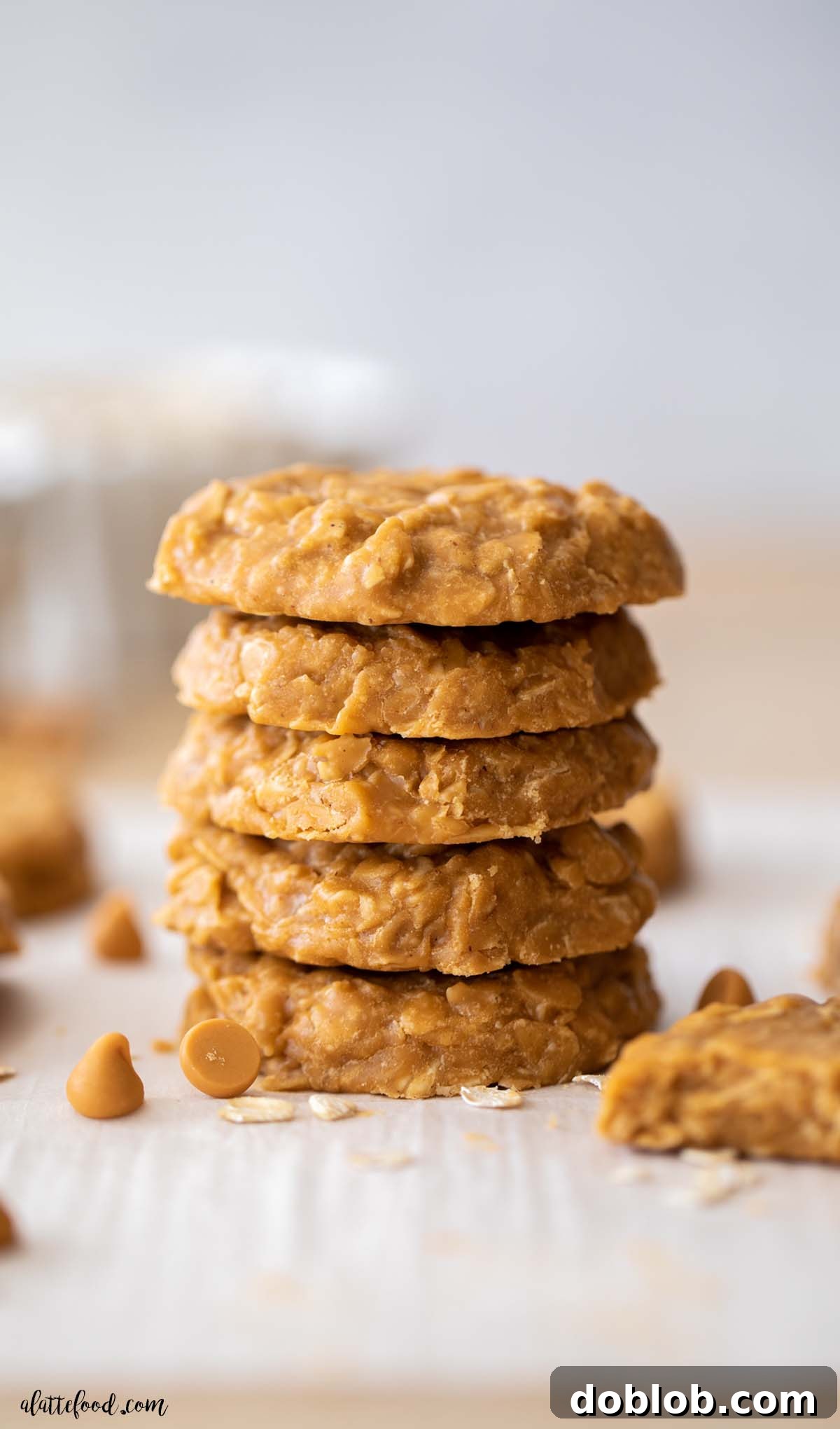 stack of oatmeal butterscotch no bake cookies