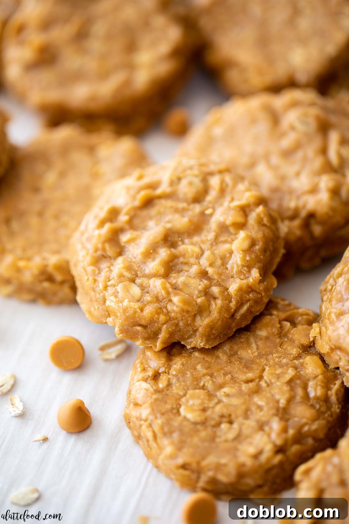no bake butterscotch cookies on white parchment paper