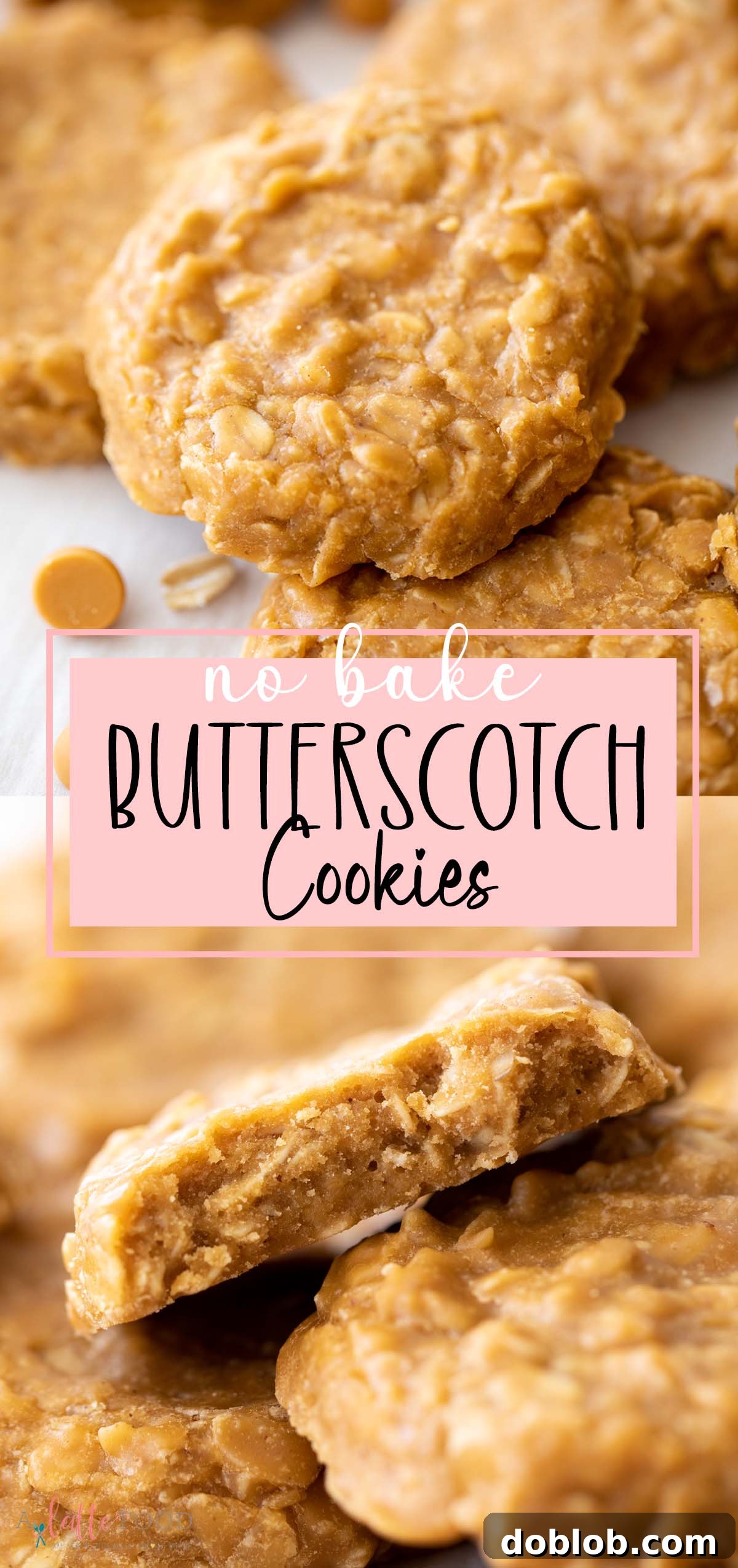 no bake butterscotch cookies collage with text