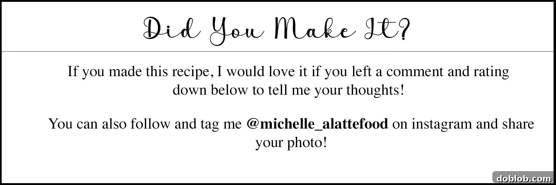 Info on how to share recipe photos on Instagram.