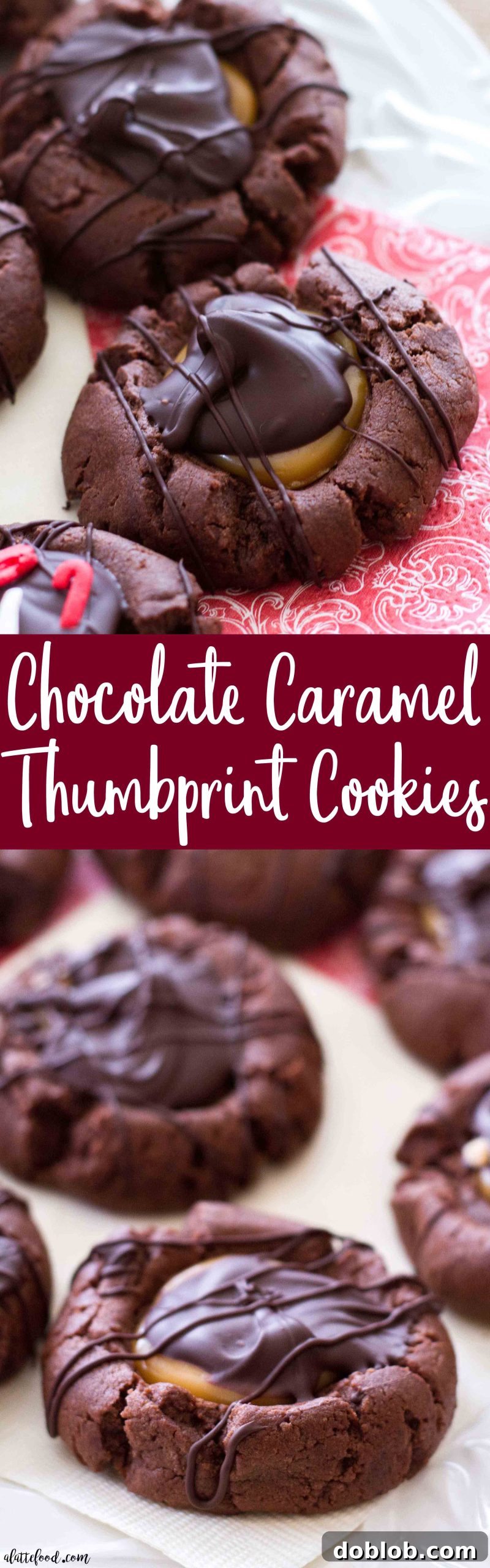 A festive spread of Chocolate Caramel Thumbprint Cookies, perfect for holiday gatherings and special occasions.