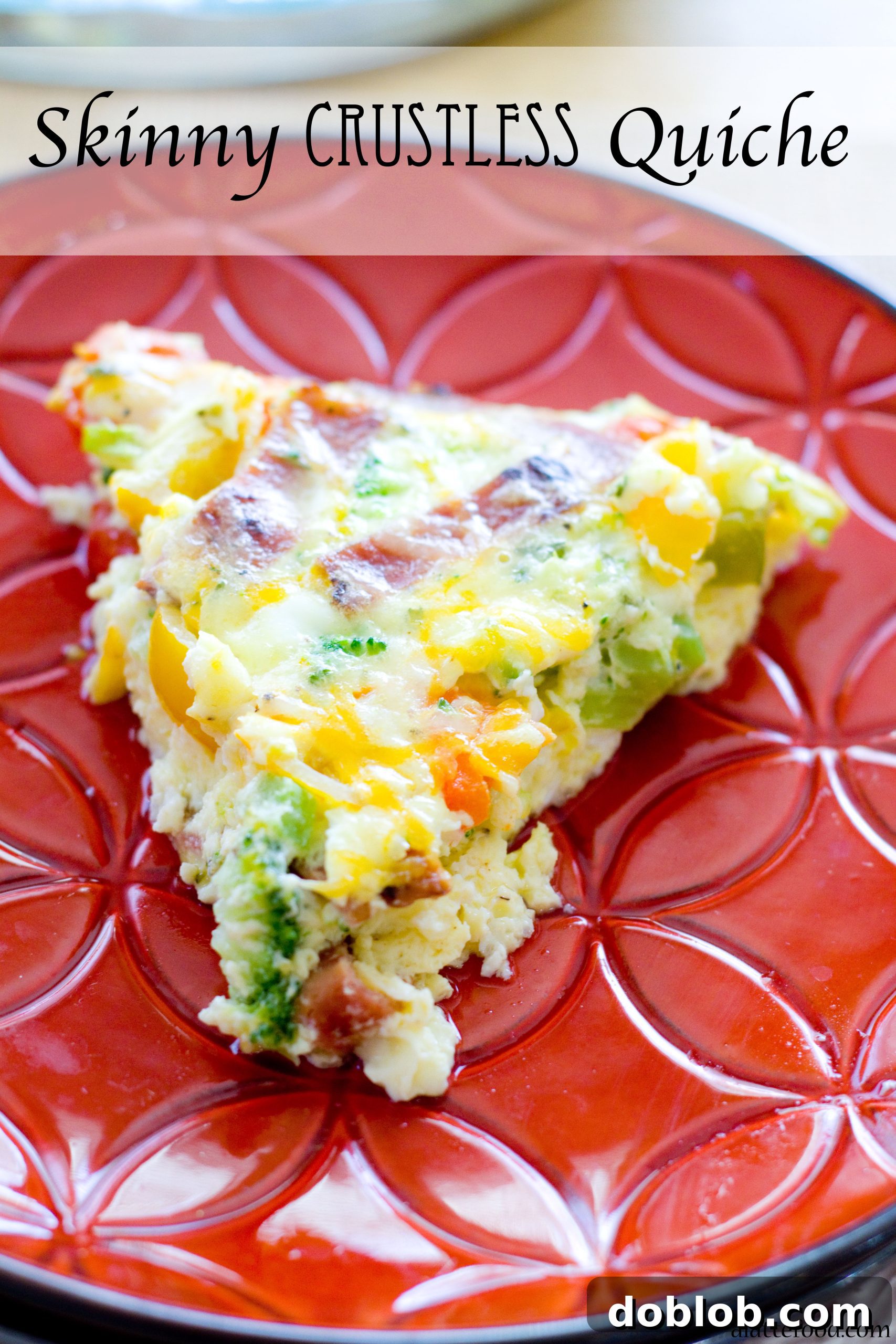 Light Crustless Quiche 3 Individual slices of skinny crustless quiche, perfect for meal prep.