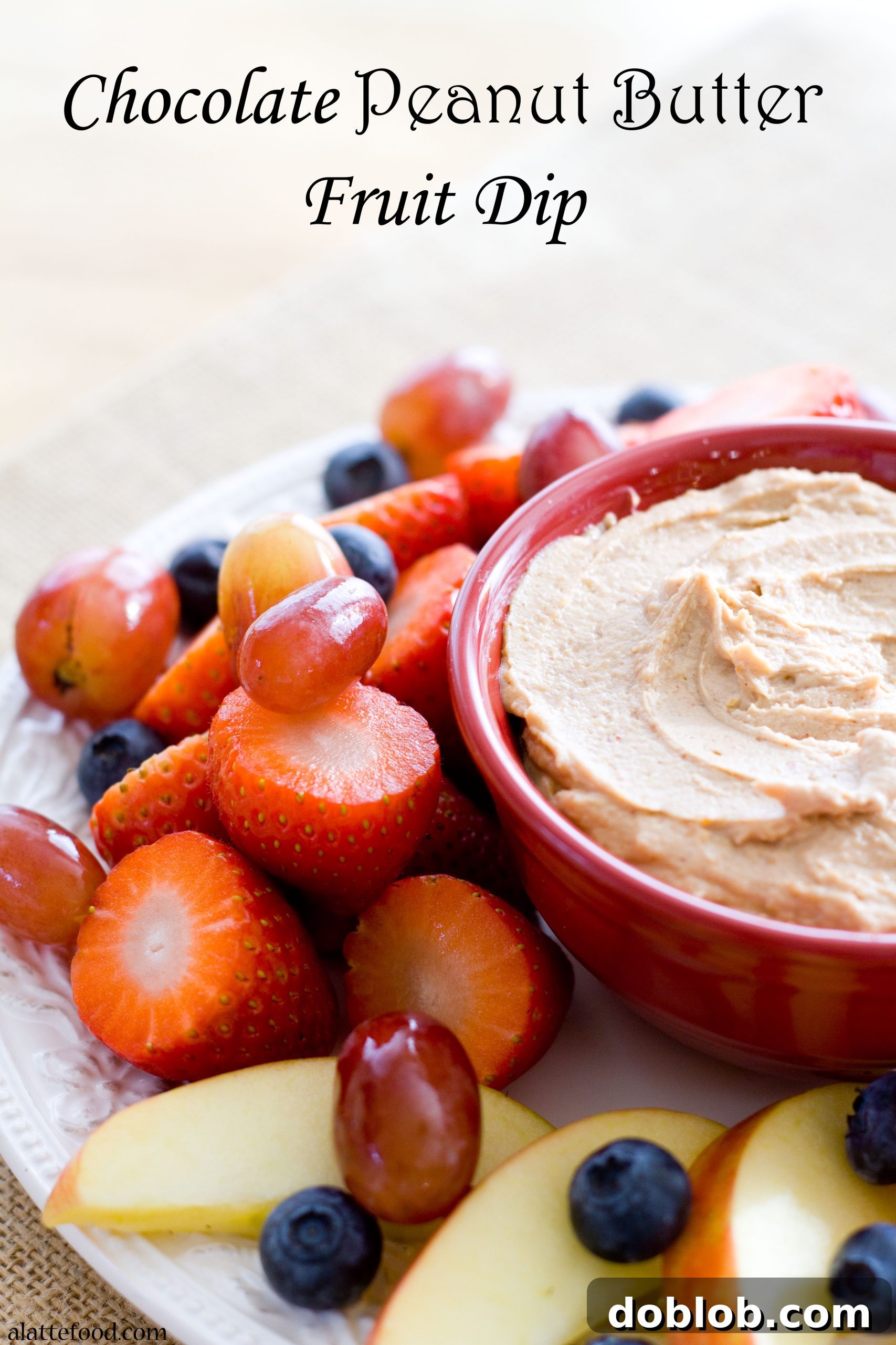 Healthy and Gluten-Free Chocolate Peanut Butter Fruit Dip, a delicious and light snack.