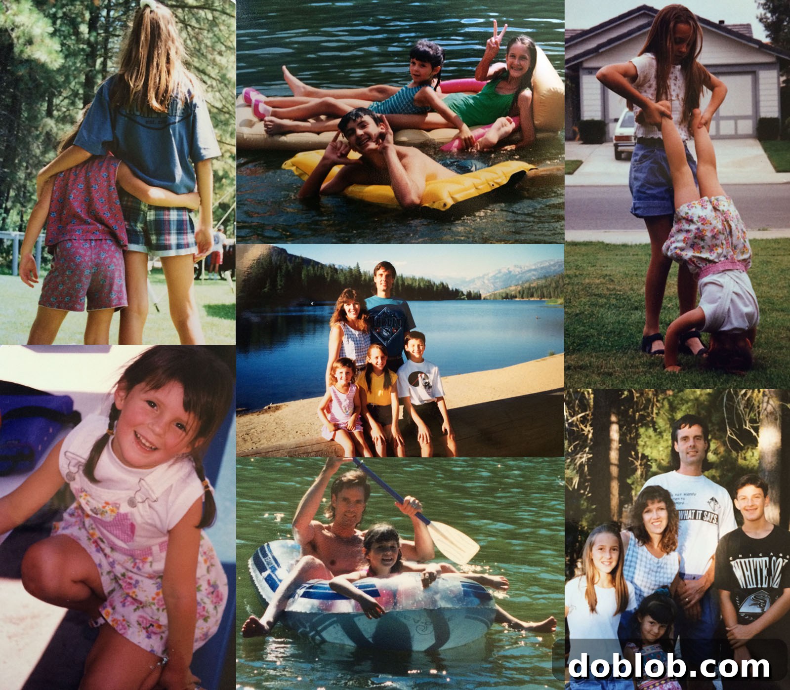 Family summer collage showing childhood memories and activities