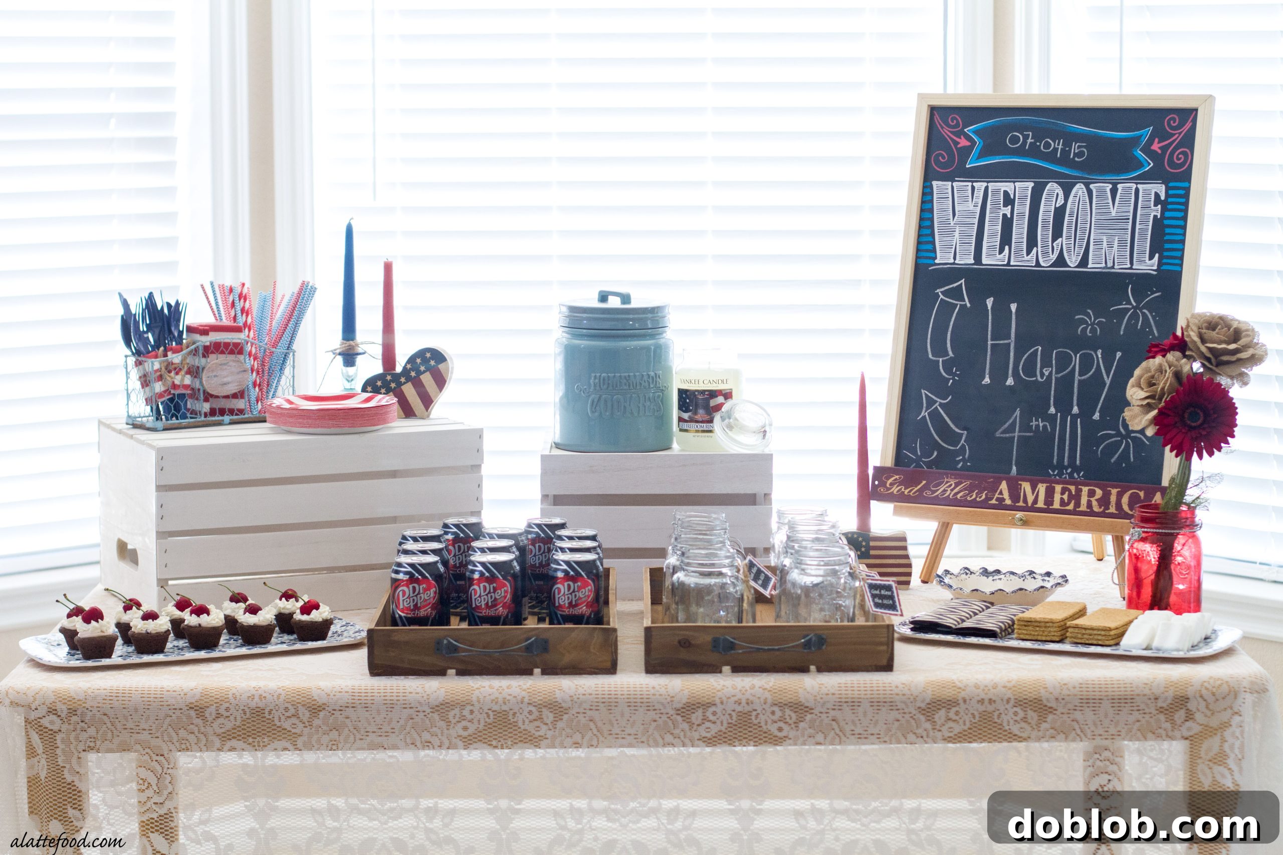 Sparkling Fourth of July Parties Made Simple 3 Close-up of Dr. Pepper drinks with patriotic tags for 4th of July party