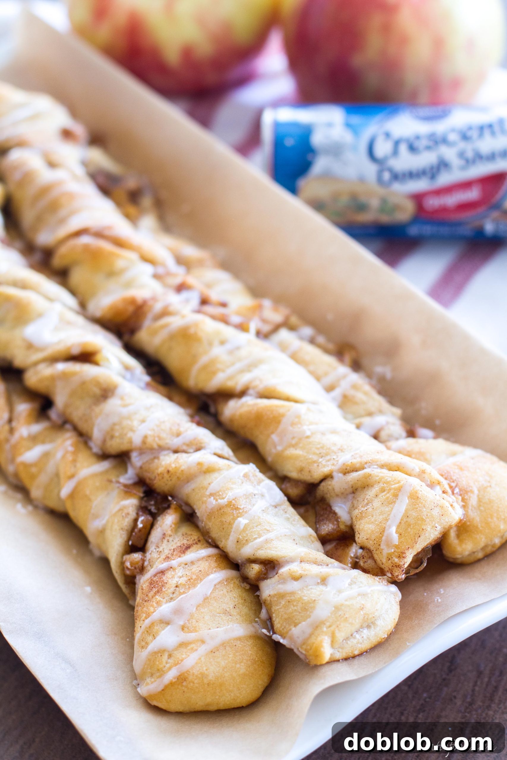 Delicious apple danish twists with vanilla cinnamon glaze