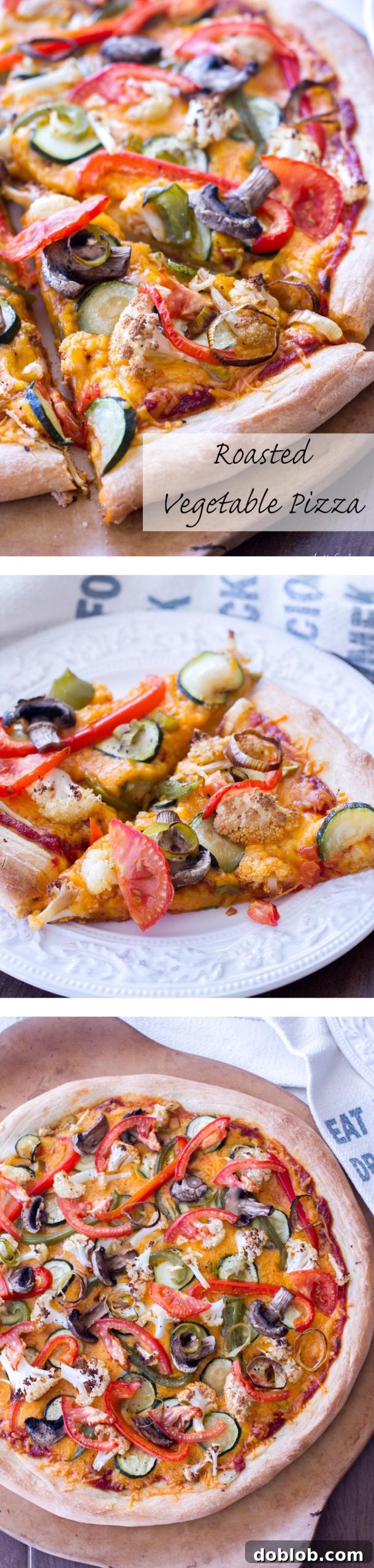 The finished Roasted Vegetable Pizza, ready to be enjoyed