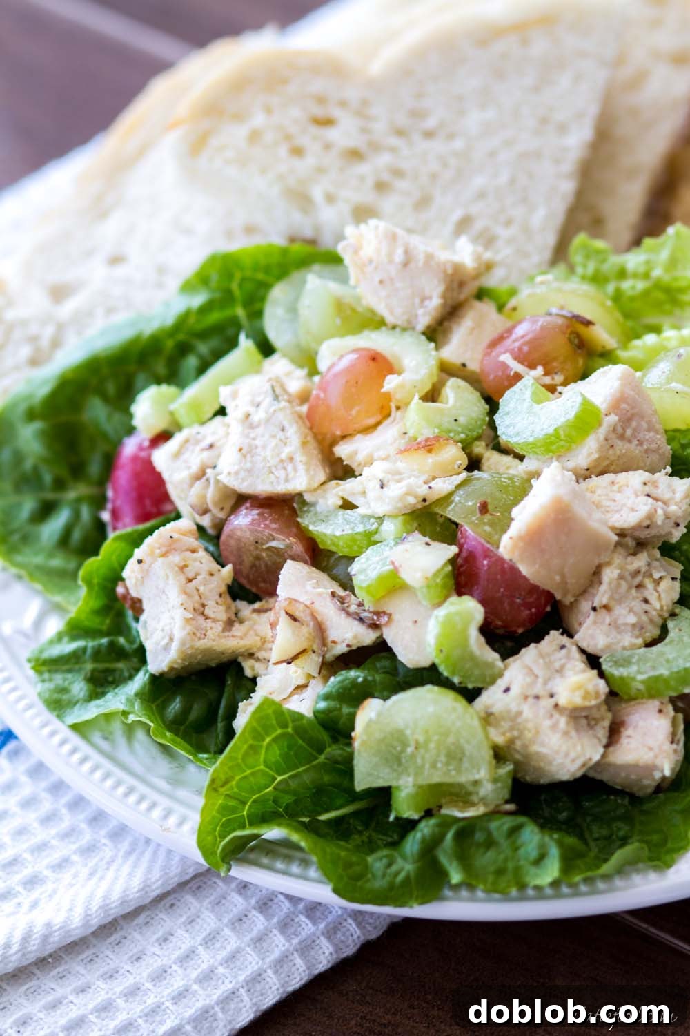 Fresh & Wholesome Chicken Salad 3 Light and healthy chicken salad served with fresh crackers, ideal for lunch or a snack.