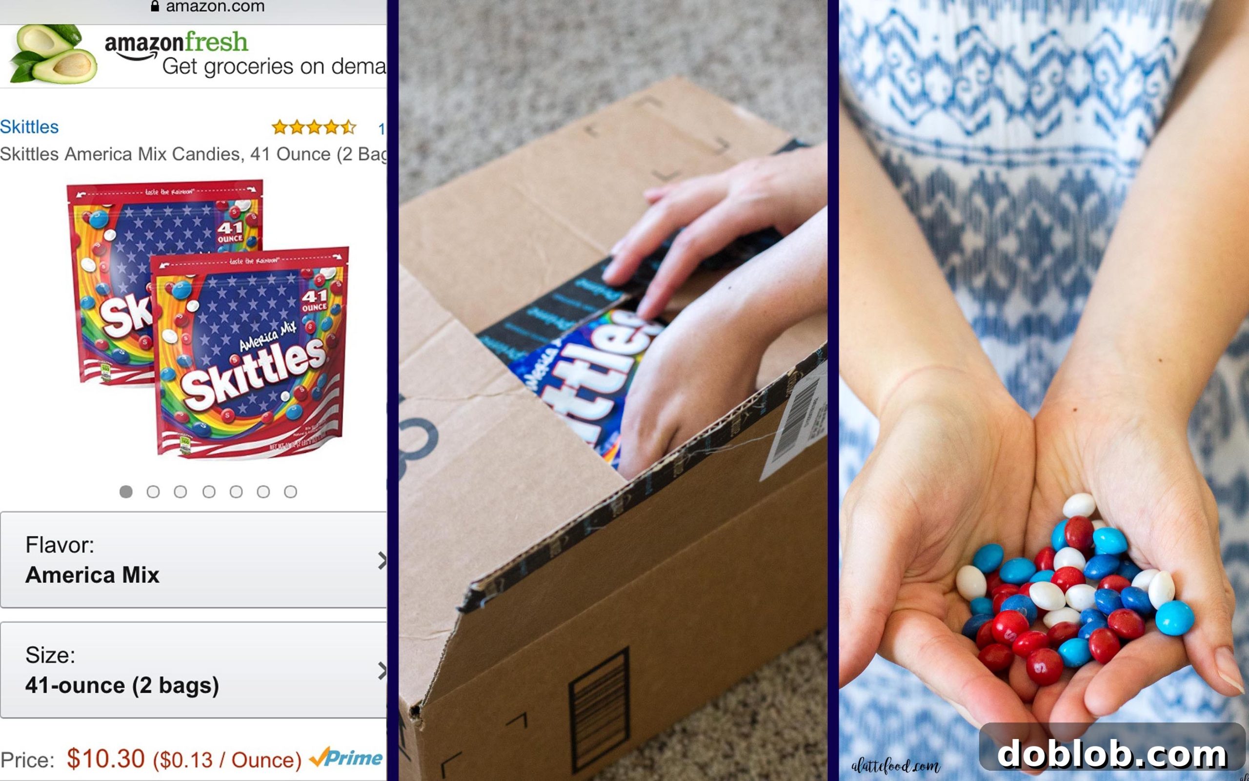 Close-up of a single red, white, and blue velvet cupcake with a bite taken out, showing the colorful layers inside.