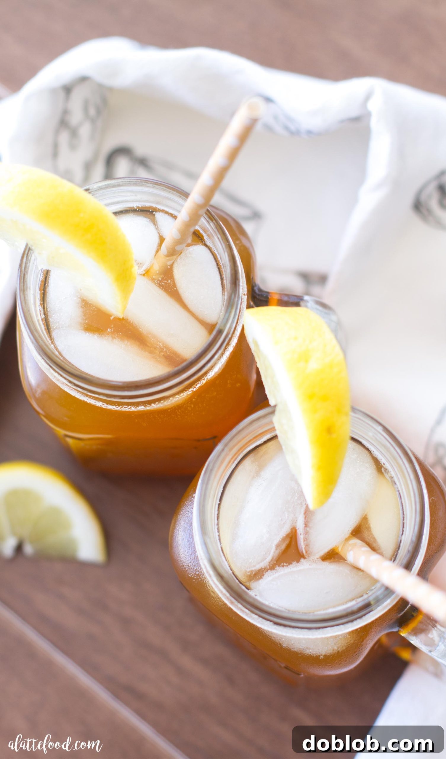 Close-up of Apricot Lemon Iced Tea with ice