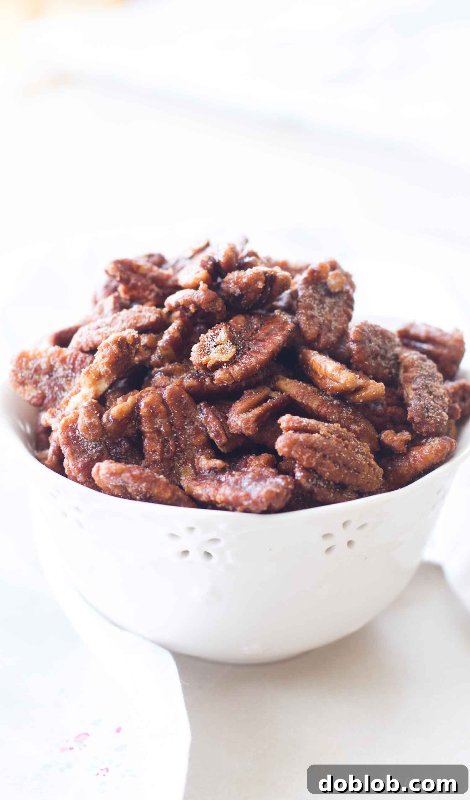 A generous quantity of easy maple nuts in a large white bowl, showcasing their inviting texture and ready to be served.