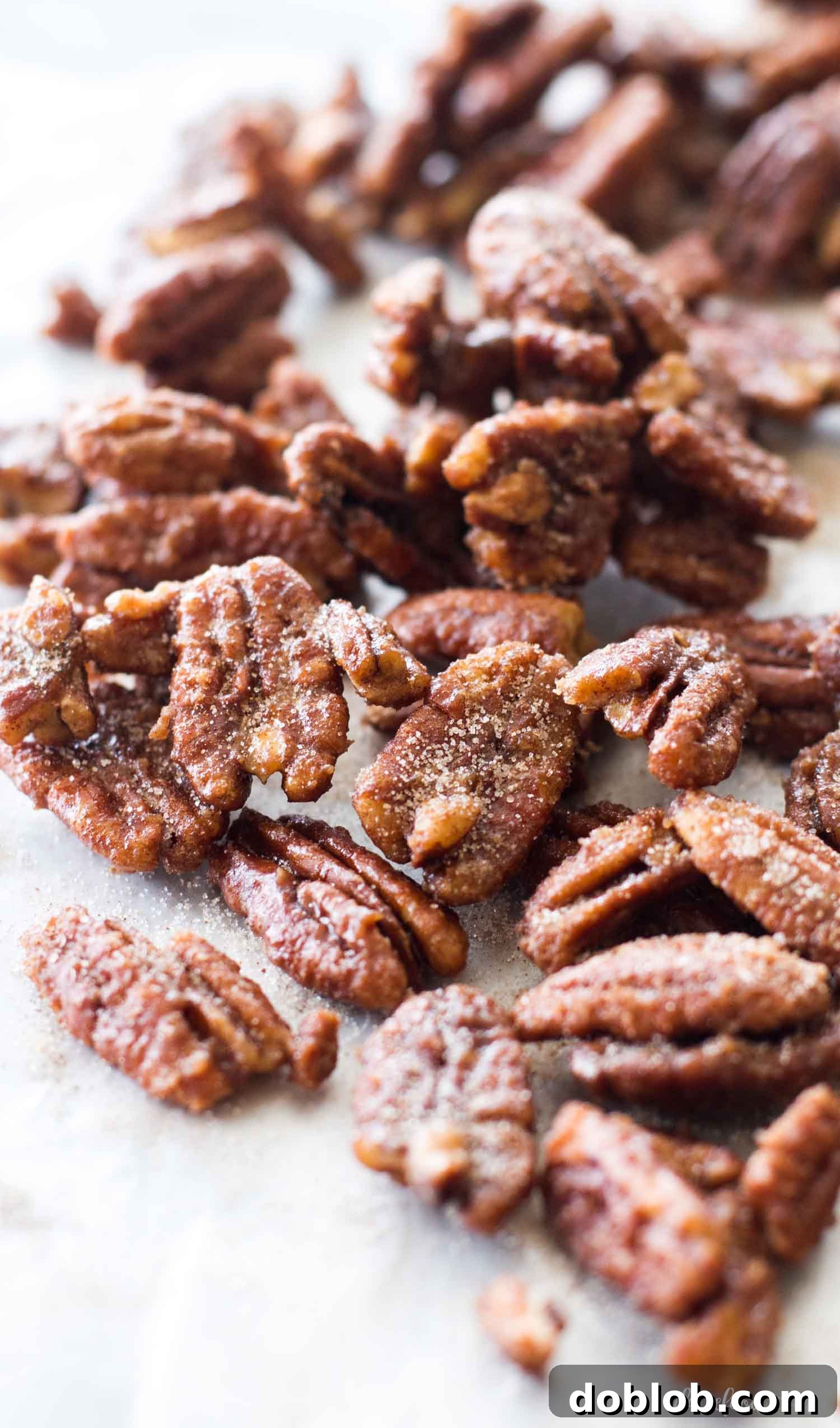 maple candied nuts on baking tray