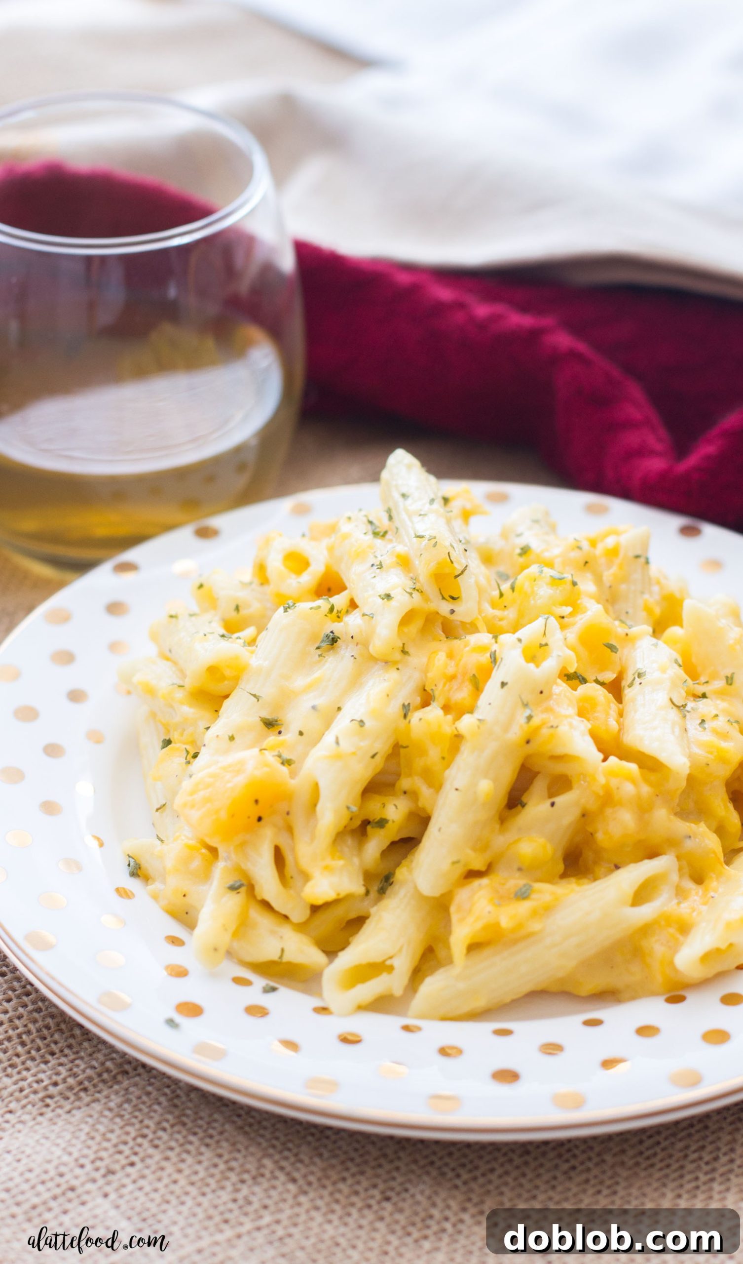 Delicious butternut squash mac and cheese made with Barilla penne pasta