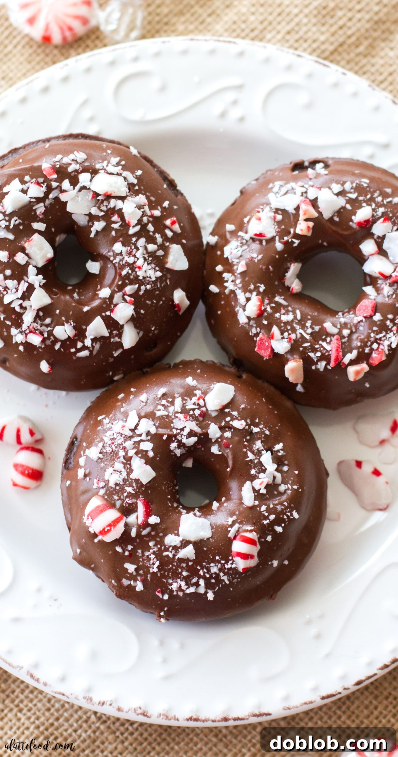 Indulge in the rich flavors of coffee and chocolate, perfectly balanced with a refreshing peppermint glaze. These baked donuts are a simple yet sophisticated choice for any Christmas celebration. #peppermint #mocha #donut #chocolate #christmas These easy baked chocolate donuts are filled with coffee and rich chocolate, and topped with a chocolate peppermint glaze. The perfect Christmas dessert! A simple chocolate donut recipe you're sure to love!