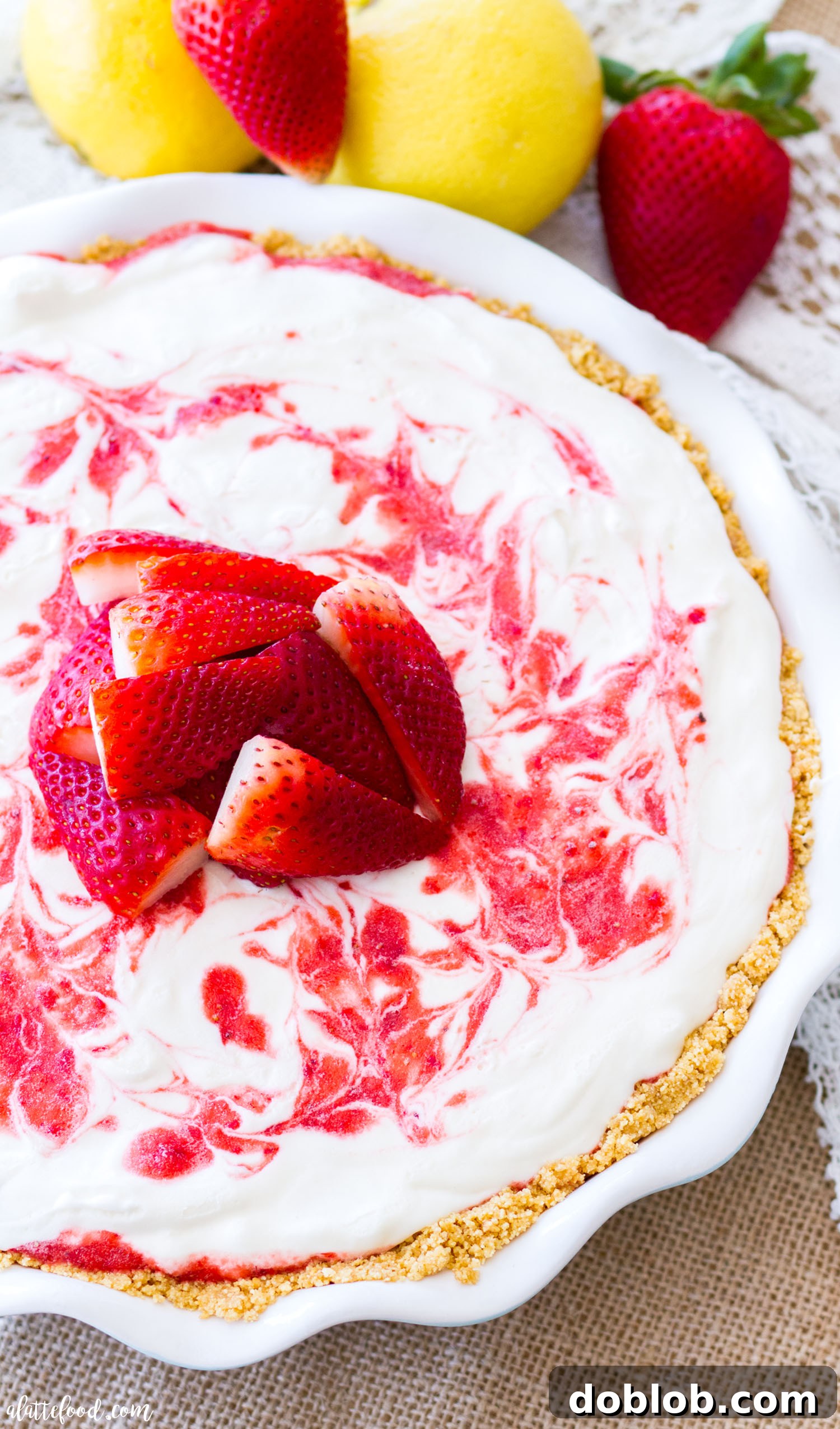 Another view of the whole Strawberry Lemonade Icebox Pie