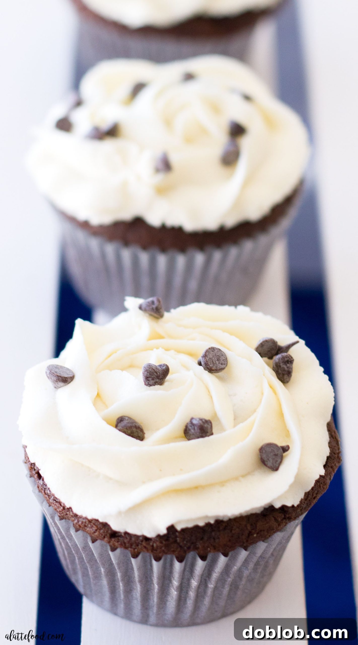 Finished Oreo Truffle Stuffed Chocolate Cupcakes, ready to be served