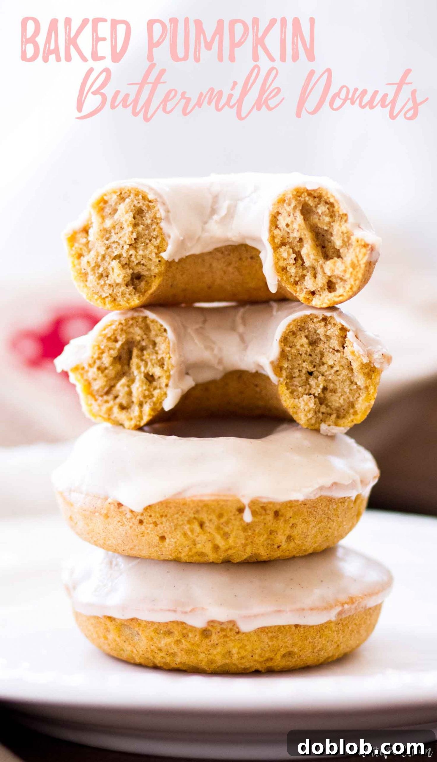 Buttermilk Pumpkin Donut Recipe Collage A stunning photo collage featuring baked pumpkin buttermilk donuts with text overlay, highlighting key recipe aspects.