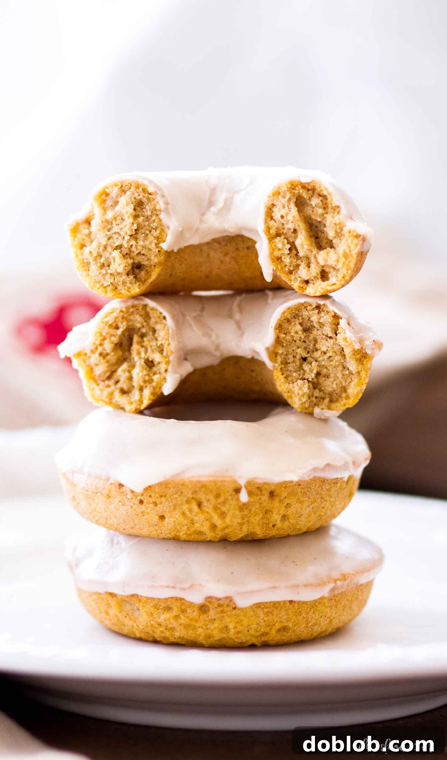 Spiced Buttermilk Pumpkin Donuts 2 baked buttermilk pumpkin donuts cut in half