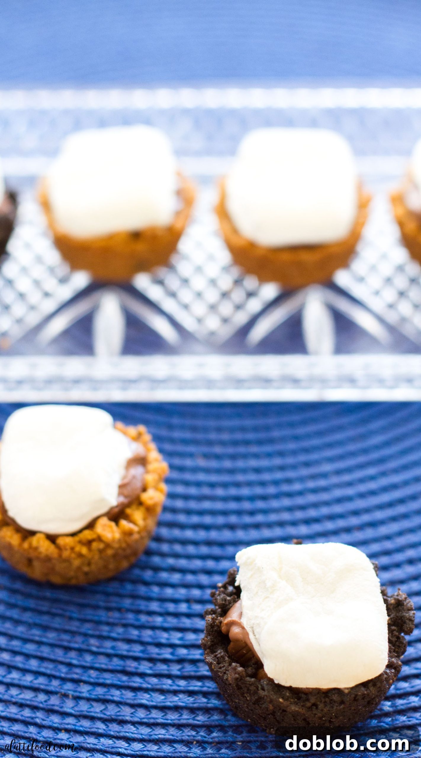 Mini S'mores Bites: All the flavors of the classic campfire dessert are combined into one perfect bite! A close-up view of freshly baked Mini S'mores Bites in a muffin tin, showing the golden-brown marshmallows and rich chocolate. Ready to be enjoyed!