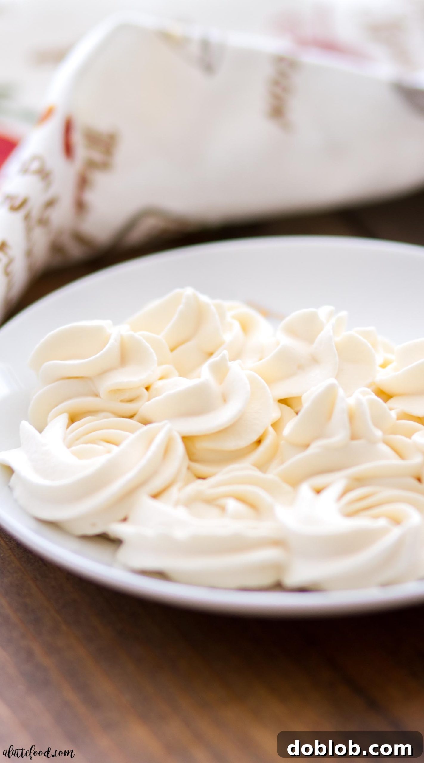 Caramel Whipped Cream on Pie A beautifully styled image of Caramel Whipped Cream on a pie, ready to be served