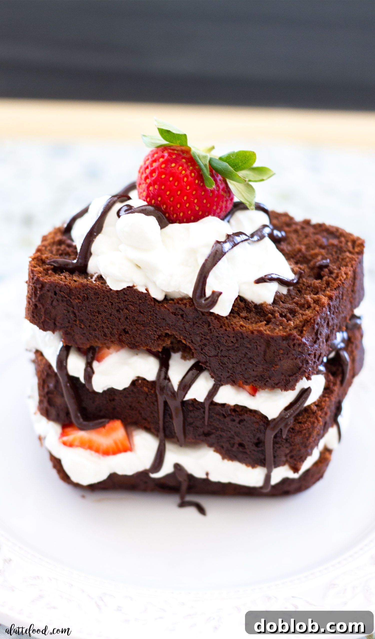 Finished Chocolate Espresso Pound Cake, ready to be served