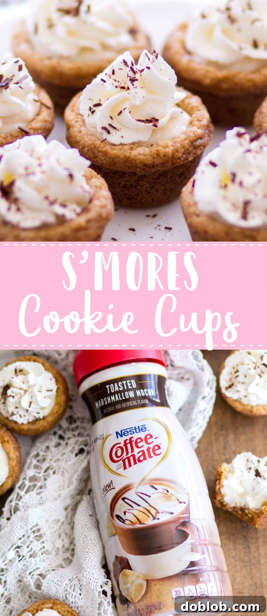 Gourmet S'mores Cookie Cups Display A stunning full-frame shot of multiple S'mores Cookie Cups on a dark background, emphasizing their rich colors and textures.