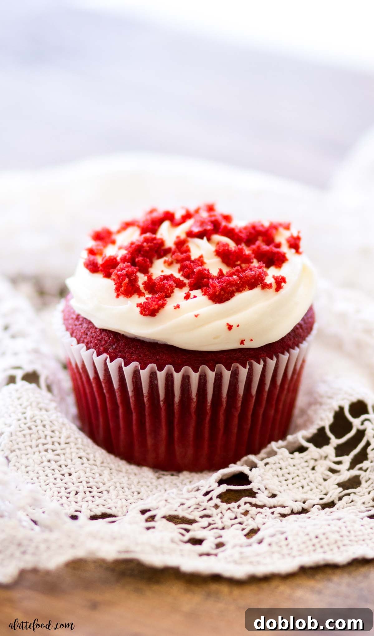 Heavenly Red Velvet Cupcakes 7 red velvet cupcake with cream cheese frosting and cake crumbles