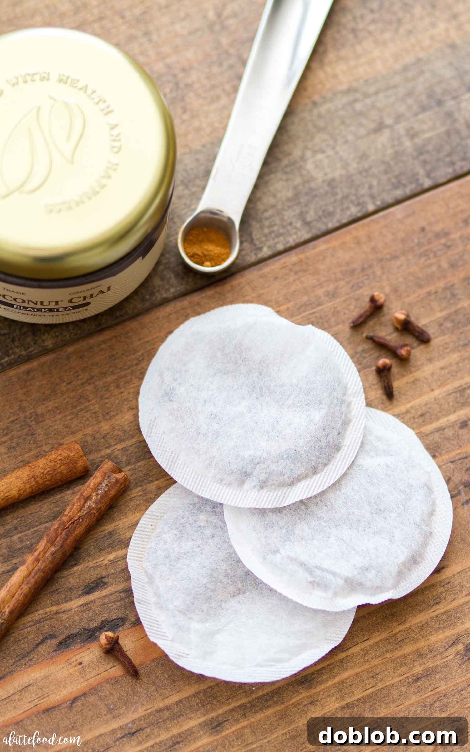 Key ingredients for making an easy almond milk chai latte at home.